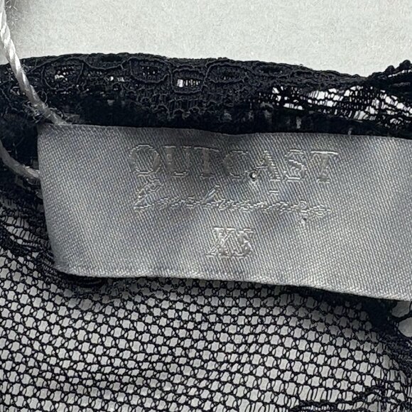 OUTCAST Women Satin Lace Jessica Mini Dress Sz XS Black Alluring Sleek Sexy 5-10 - Picture 14 of 16